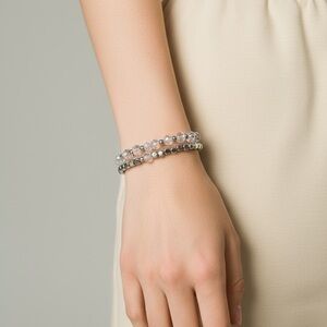 Beautiful silver and transparent bracelets